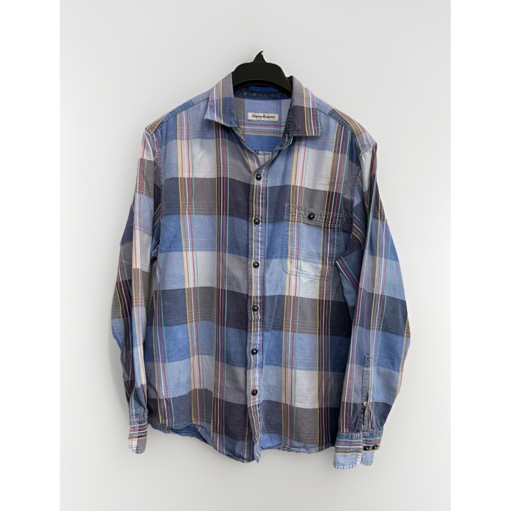 Tommy Bahama Shirt Mens Size M Blue Plaid Button Down Long Sleeve Casual
